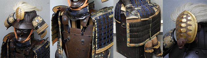 鉄錆地三十二間筋兜　鉄錆地雪ノ下胴具足　「兜銘～義通」　江戸時代 Tetsu Sabiji 32-ken Suji Kabuto Tetsu Sabiji Yukinositadou Gusoku   Edo period 